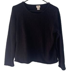 Alps Women's Size Small Black‎ Fuzzy Cozy Round Neck Sweater